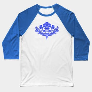 Bold blue floral damask Baseball T-Shirt